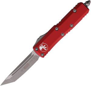 Microtech Automatic UTX-85 OTF Knife Red Aluminum Apocalyptic Tanto Blade 23310APRD