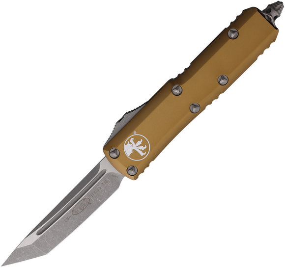 Microtech Automatic UTX-85 OTF Knife Tan Aluminum Apocalyptic Tanto Blade 23310APTA