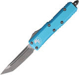 Microtech Automatic UTX-85 OTF Knife Turquoise Aluminum Apocalyptic Tanto Blade 23310APTQ