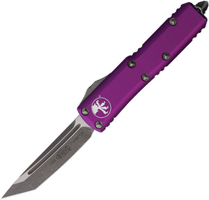 Microtech Automatic UTX-85 OTF Knife Violet Aluminum Apocalyptic Tanto Blade 23310APVI