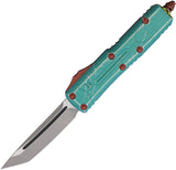 Microtech Automatic UTX-85 OTF Knife Bounty Hunter Teal Aluminum Apocalyptic Tanto Blade 23310BH