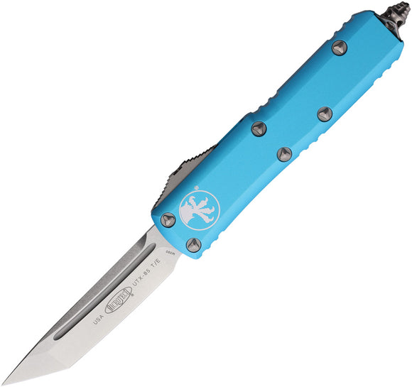 Microtech Automatic UTX-85 OTF Knife Turquoise Aluminum Stonewash Tanto Blade 23310TQ