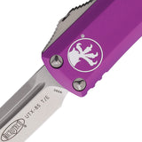 Microtech Automatic Ultratech OTF Knife Violet Aluminum Stonewash Tanto Blade 23310VI