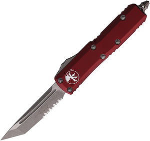 Microtech Automatic UTX-85 OTF Knife Merlot Red Aluminum Apocalyptic Partially Serrated Blade 23311APMR