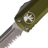 Microtech Automatic UTX-85 OTF Knife OD Green Aluminum Apocalyptic Partially Serrated Blade 23311APOD