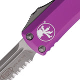 Microtech Automatic UTX-85 OTF Knife Violet Aluminum Apocalyptic Partially Serrated Blade 23311APVI