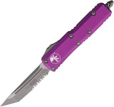 Microtech Automatic UTX-85 OTF Knife Violet Aluminum Apocalyptic Partially Serrated Blade 23311APVI