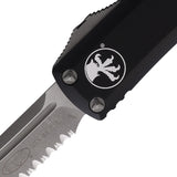 Microtech Automatic UTX-85 OTF Knife Black Aluminum Apocalyptic Partially Serrated Blade 23311AP