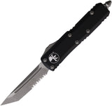 Microtech Automatic UTX-85 OTF Knife Black Aluminum Apocalyptic Partially Serrated Blade 23311AP