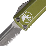 Microtech Automatic UTX-85 OTF Knife Distressed Green Aluminum Apocalyptic Serrated Blade 23311DOD