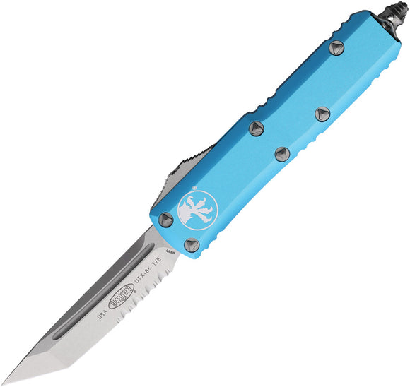 Microtech Automatic UTX-85 OTF Knife Turquoise Aluminum Serrated Tanto Blade 23311TQ