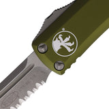 Microtech Automatic UTX-85 OTF Knife OD Green Aluminum Apocalyptic Serrated Tanto Blade 23312APOD