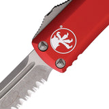 Microtech Automatic UTX-85 OTF Knife Red Aluminum Apocalyptic Serrated Tanto Blade 23312APRD