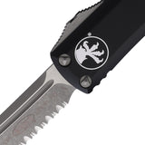 Microtech Automatic UTX-85 OTF Knife Black Aluminum Apocalyptic Serrated Blade 23312AP