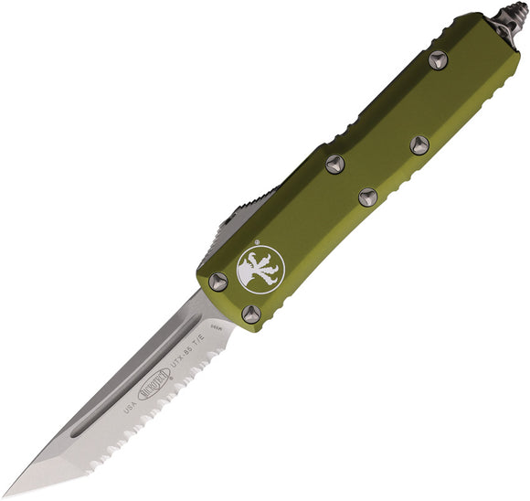 Microtech Automatic UTX-85 OTF Knife OD Green Aluminum Serrated Tanto Blade 23312OD