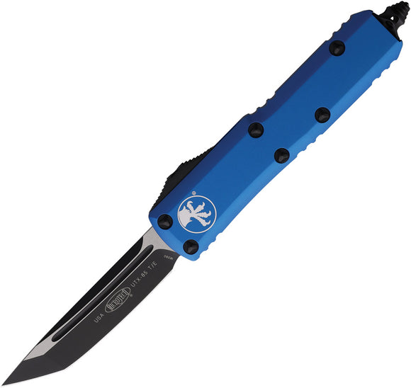 Microtech Automatic UTX-85 OTF Knife Blue Aluminum Two-Tone Tanto Blade 2331BL