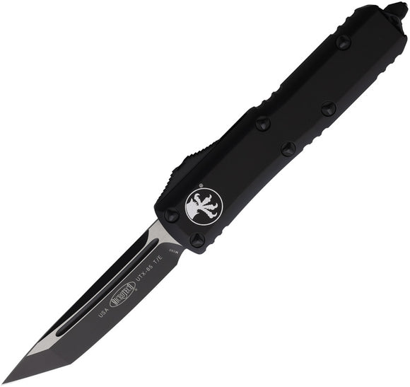 Microtech Automatic UTX-85 OTF Knife Black Aluminum Two-Tone Tanto Blade 2331T