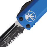 Microtech Automatic UTX-85 OTF Knife Blue Aluminum Two-Tone Serrated Tanto Blade 2332BL