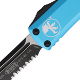 Microtech Automatic UTX-85 OTF Knife Turquoise Aluminum Two-Tone Serrated Tanto Blade 2332TQ