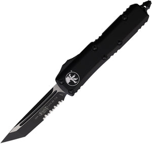 Microtech Automatic UTX-85 OTF Knife Black Aluminum Partially Serrated Tanto Blade 2332T