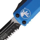 Microtech Automatic UTX-85 OTF Knife Blue Aluminum Serrated Tanto Blade 2333BL