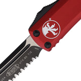 Microtech Automatic UTX-85 OTF Knife Red Aluminum Serrated Two-Tone Tanto Blade 2333RD