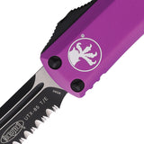 Microtech Automatic UTX-85 OTF Knife Violet Aluminum Two-Tone Serrated Tanto Blade 2333VI