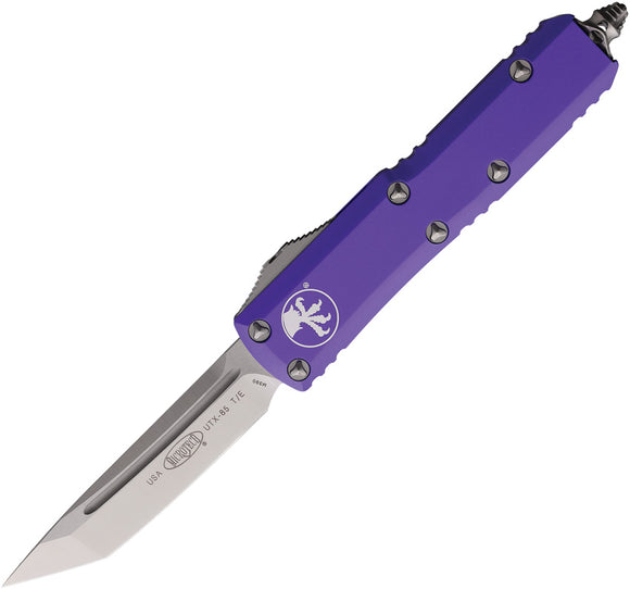 Microtech Automatic UTX-85 OTF Knife Purple Aluminum Tanto Blade 2334PU