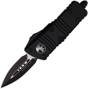 Microtech Automatic Mini Troodon OTF Knife Black Aluminum Black Double Edge Dagger Blade 2381T
