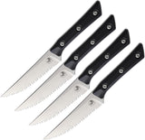 Microtech Steak Black G10 Bohler M390MK Serrated Fixed Blade Kitchen 4pc Knife Set 360012SETBK