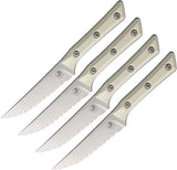 Microtech Steak Ivory G10 Bohler M390MK Serrated Fixed Blade Kitchen 4pc Knife Set 360012SETIV