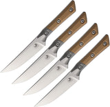 Microtech Steak Coyote Tan G10 & Titanium Bohler M390MK Fixed Blade Kitchen 4pc Knife Set 3600B10SETCE