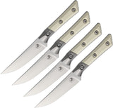 Microtech Steak Ivory G10 & Titanium Bohler M390MK Fixed Blade Kitchen 4pc Knife Set 3600B10SETIV