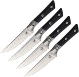 Microtech Steak Black G10 & Titanium Bohler M390MK Serrated Fixed Blade Kitchen 4pc Knife Set 3600B12SETBK