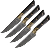 Microtech Steak Carbon Fiber & Titanium Gray DLC Bohler M390MK Fixed Blade Kitchen 4pc Knife Set 3600B1SETDLC