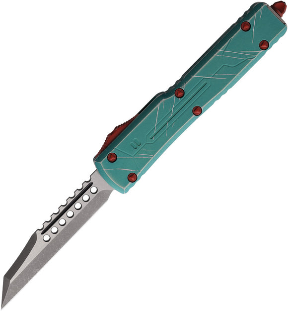 Microtech Automatic UTX-70 Bounty Hunter OTF Knife Teal & Red Aluminum Wharncliffe Blade 419W10BH