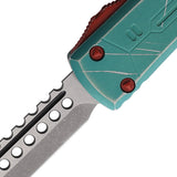 Microtech Automatic UTX-70 Bounty Hunter OTF Knife Teal & Red Aluminum Wharncliffe Blade 419W10BH