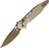 Microtech Socom Ram-Lok Champagne Gold Frag Aluminum Folding Burnt Bronze M390MK Knife 58129
