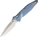 Microtech Socom Marfione Ram-Lok Ice Blue Titanium Folding M390MK Spear Pt Knife 58204