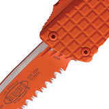 Microtech Automatic Combat Troodon Rescue OTF Knife Orange Aluminum Partially Serrated Blade 6013CORHS