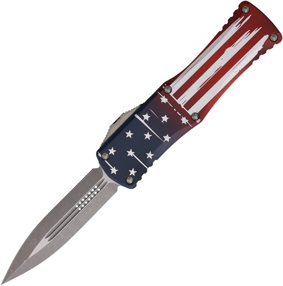 Microtech Automatic Hera Knife OTF American Flag Aluminum Apocalyptic Dagger Blade 70210APFLAGS