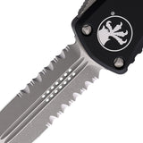 Microtech Automatic Hera OTF Knife Black Aluminum Apocalyptic Serrated Double Edge Blade 70211AP