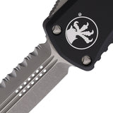 Microtech Automatic Hera OTF Knife Black Aluminum Apocalyptic Top Serrated Double Edge Blade 70212AP