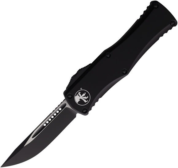 Microtech Automatic Hera OTF Knife Black Aluminum Two-Tone Drop Pt Blade 7031T