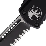 Microtech Automatic Hera OTF Knife Black Aluminum Partially Serrated Blade 7032T