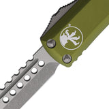 Microtech Automatic UTX-85 Hellhound OTF Knife OD Green Aluminum Apocalyptic Tanto Blade 71910APODS