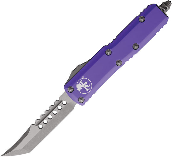 Microtech Automatic UTX-85 Hellhound OTF Knife Purple Aluminum Apocalyptic Tanto Blade 71910APPUS
