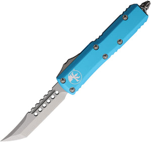 Microtech Automatic UTX-85 Hellhound OTF Knife Turquoise Aluminum Tanto Blade 71910TQS