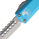 Microtech Automatic UTX-85 Hellhound OTF Knife Turquoise Aluminum Tanto Blade 71910TQS
