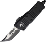 Microtech Automatic Mini Troodon OTF Knife Black Aluminum Hellhound Tanto Blade 8191TS